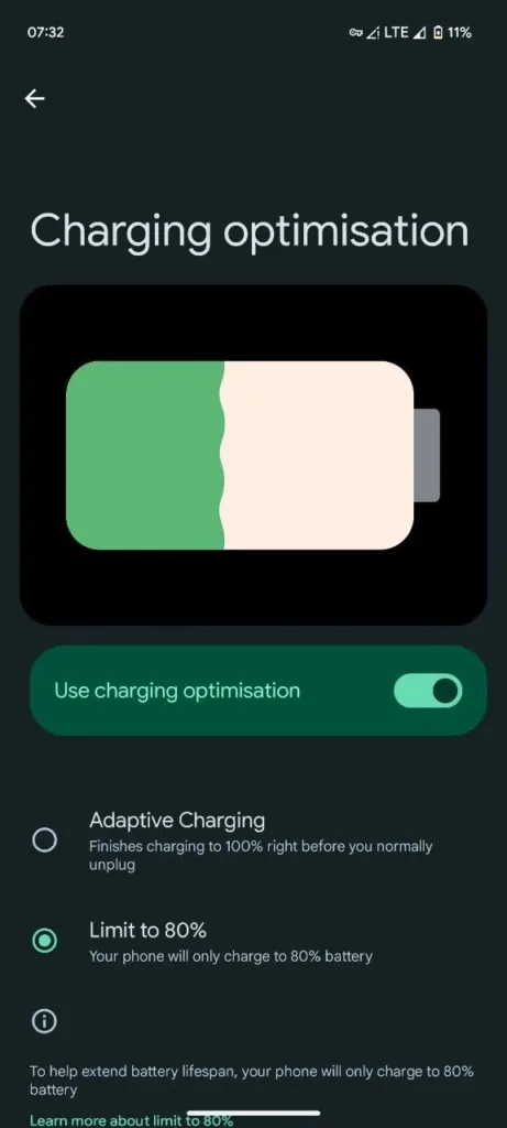 Pixel : la limitation de la charge à 80 % enfin disponible sur Android 15 ! 52 Battery charging limit 2.jpg