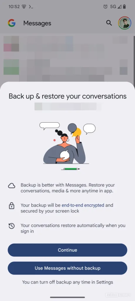 Google Messages : Sauvegarde et restauration intégrées pour une gestion simplifiée 43 Google Messages backup and resto