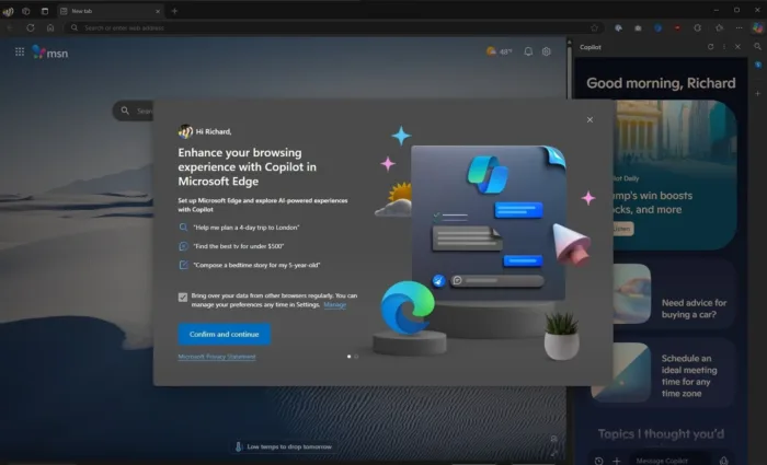 Microsoft Edge : Import automatique de données et omniprésence dans Windows