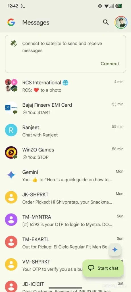 Google Messages Satellite Connec