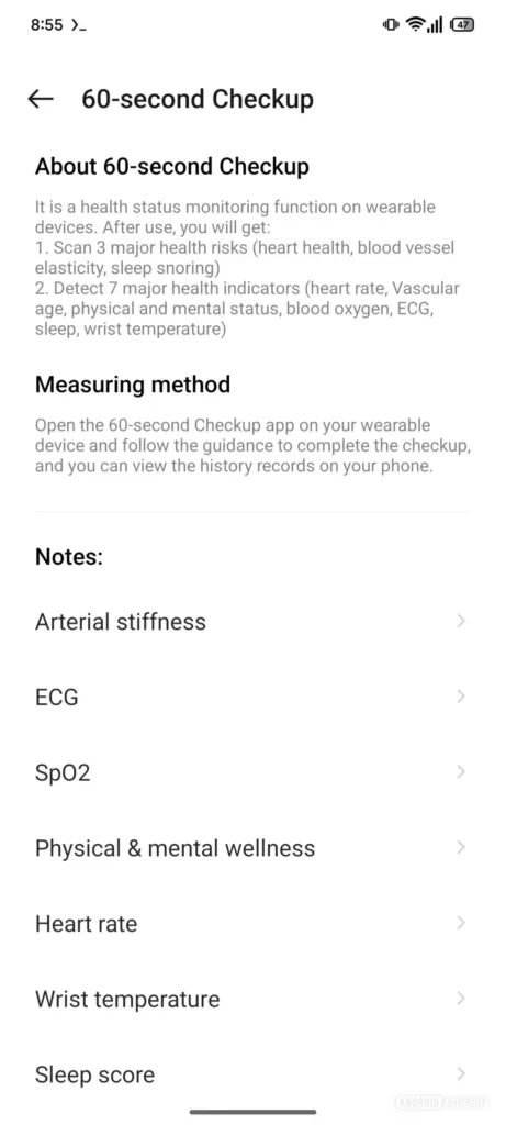 OnePlus Watch 3 : ECG, température et bilan de santé en 60 secondes ! 55 OHealth app 60 second Checkup AssembleDebug scaled.jpg