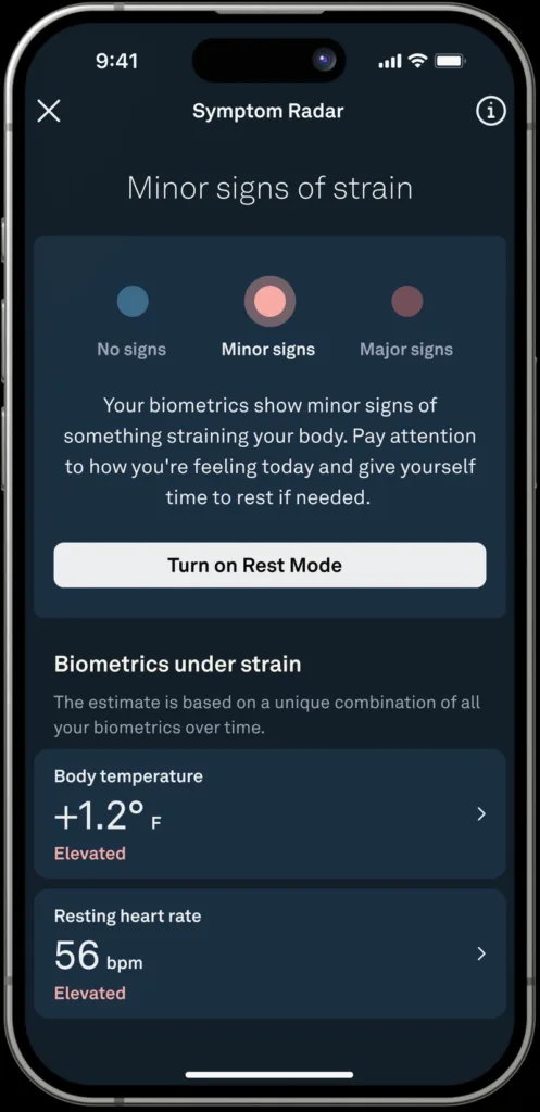 Oura : « Symptom Radar » analyse vos biométries pour prévenir les maladies 64 symptom radar app 2 2