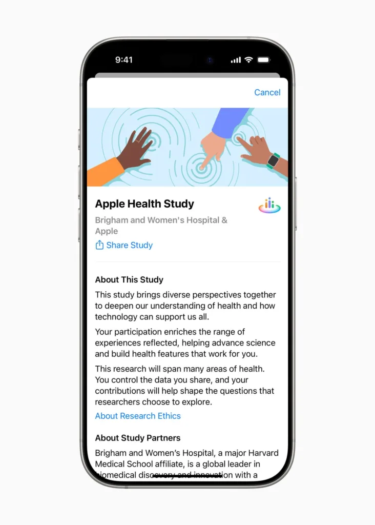 Apple lance une vaste étude de recherche sur la santé et le bien-être ! 34 Apple Health Study in Research a 2