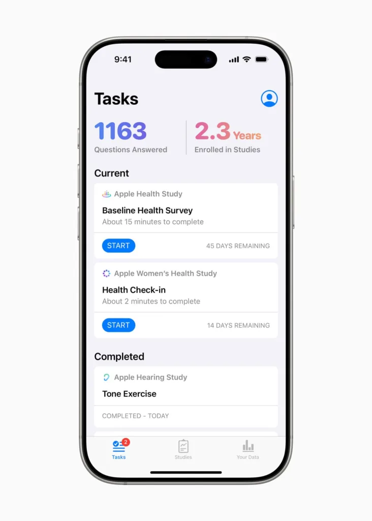 Apple lance une vaste étude de recherche sur la santé et le bien-être ! 35 Apple Health Study in Research a 3