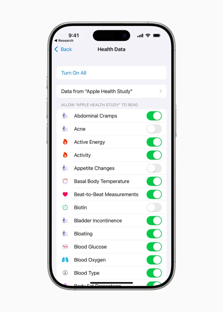 Apple lance une vaste étude de recherche sur la santé et le bien-être ! 36 Apple Health Study in Research a 4