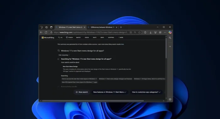 Bing : Microsoft teste Copilot Search, des résumés IA pour remplacer les liens bleus