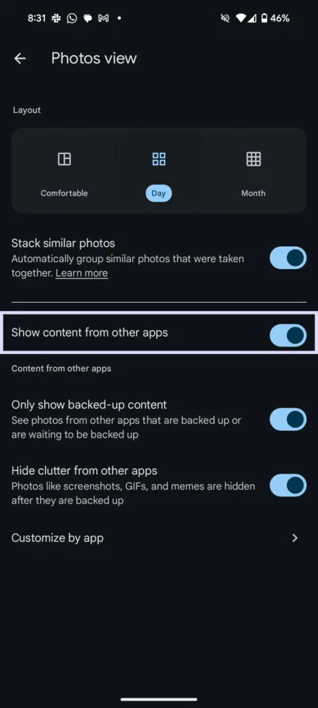 Google Photos : dites adieu aux captures d'écran et images WhatsApp dans votre galerie ! 46 Google Photos Show Content From