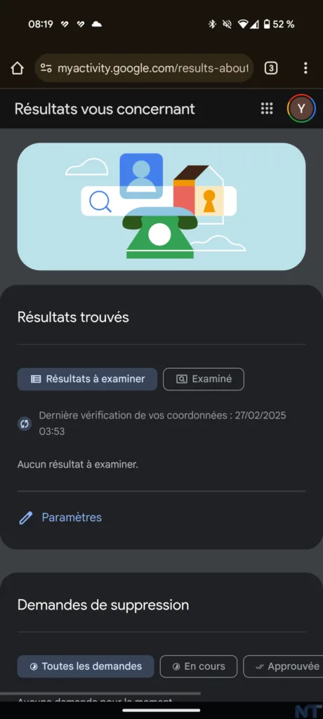 Google Resultats vous concernant 1