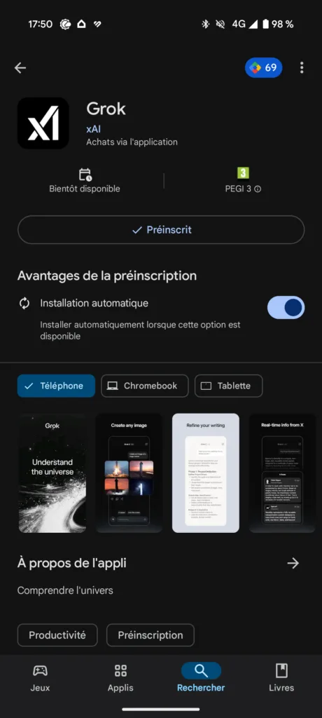 Grok arrive sur Android : l'IA gratuite et sans connexion ! 53 Screenshot 20250205 175002