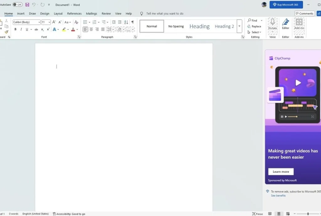 ad supported free microsoft offi