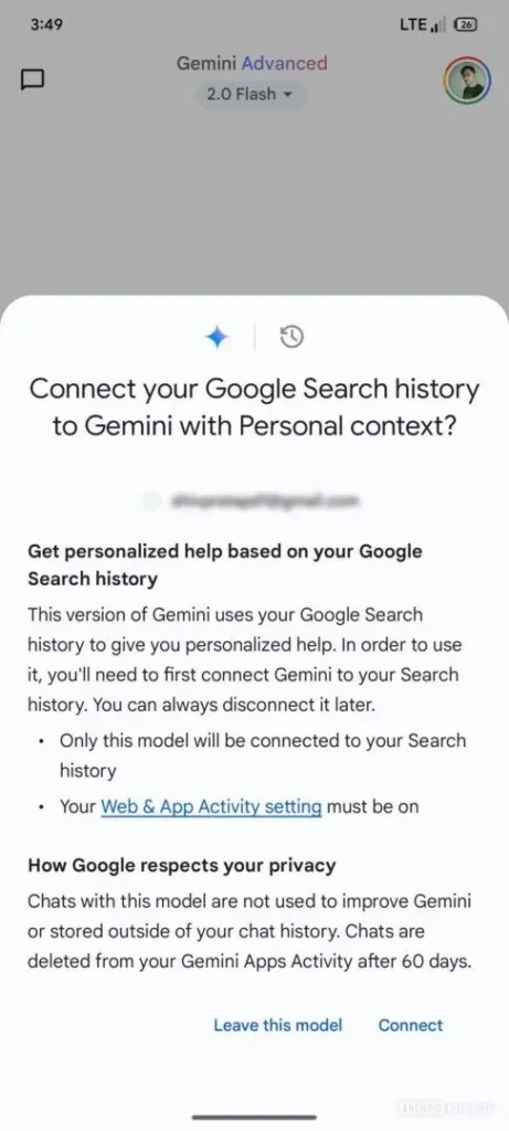 Gemini : Des réponses personnalisées grâce à votre historique de recherche Google ! 78 Gemini Personalization model apk 1