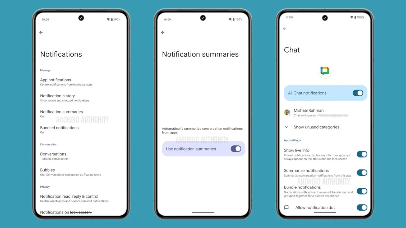 Notification summaries in Androi