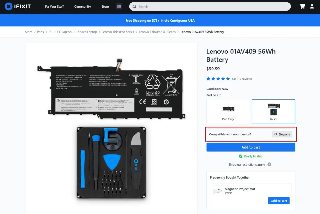 iFixit lance un vérificateur de compatibilité pour faciliter vos réparations 46 Screenshot 2025 03 05 111218