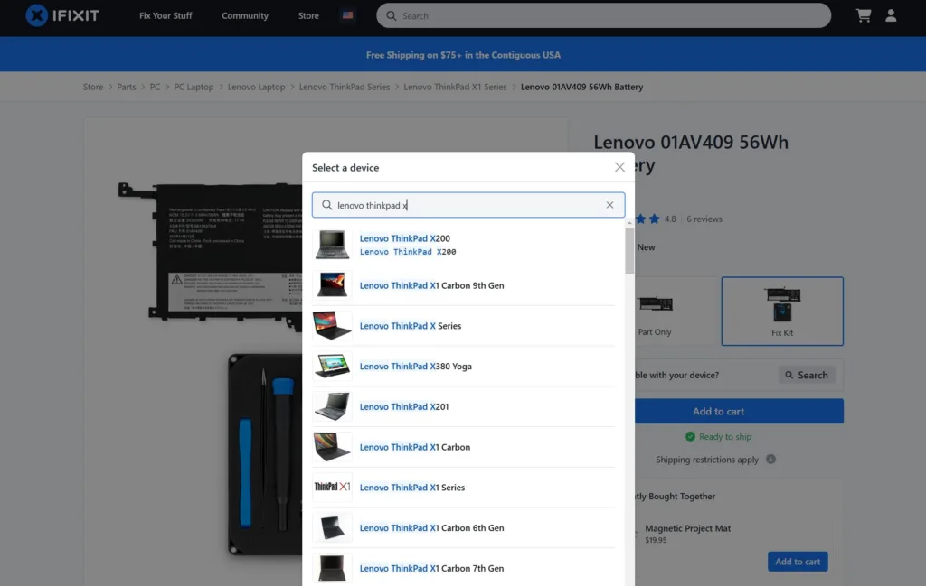 iFixit lance un vérificateur de compatibilité pour faciliter vos réparations 47 Screenshot 2025 03 05 111351
