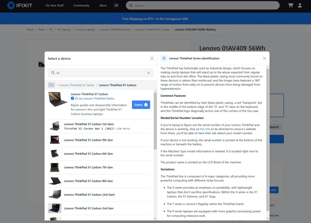 iFixit lance un vérificateur de compatibilité pour faciliter vos réparations 48 Screenshot 2025 03 05 111507 1