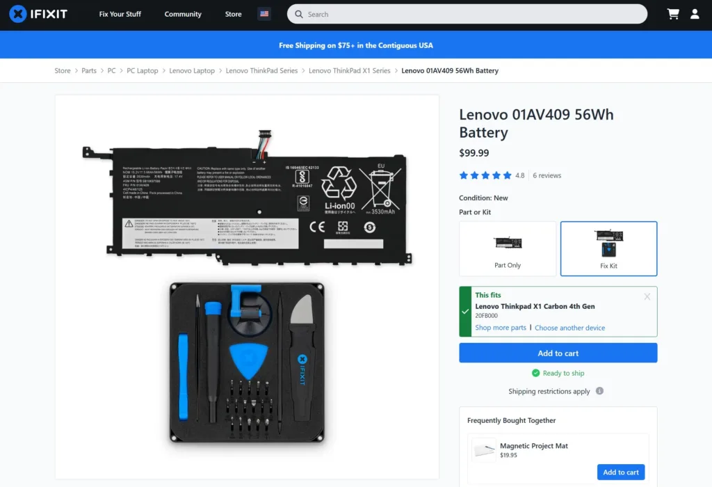 iFixit lance un vérificateur de compatibilité pour faciliter vos réparations 49 Screenshot 2025 03 05 111703