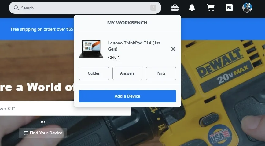 iFixit lance un vérificateur de compatibilité pour faciliter vos réparations 50 Workbench Screenshot