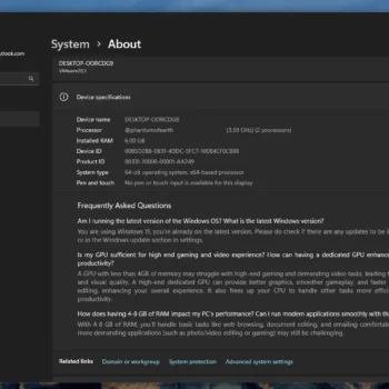 Windows 11 : une FAQ intégrée aux paramètres pour décrypter les spécifications de votre PC