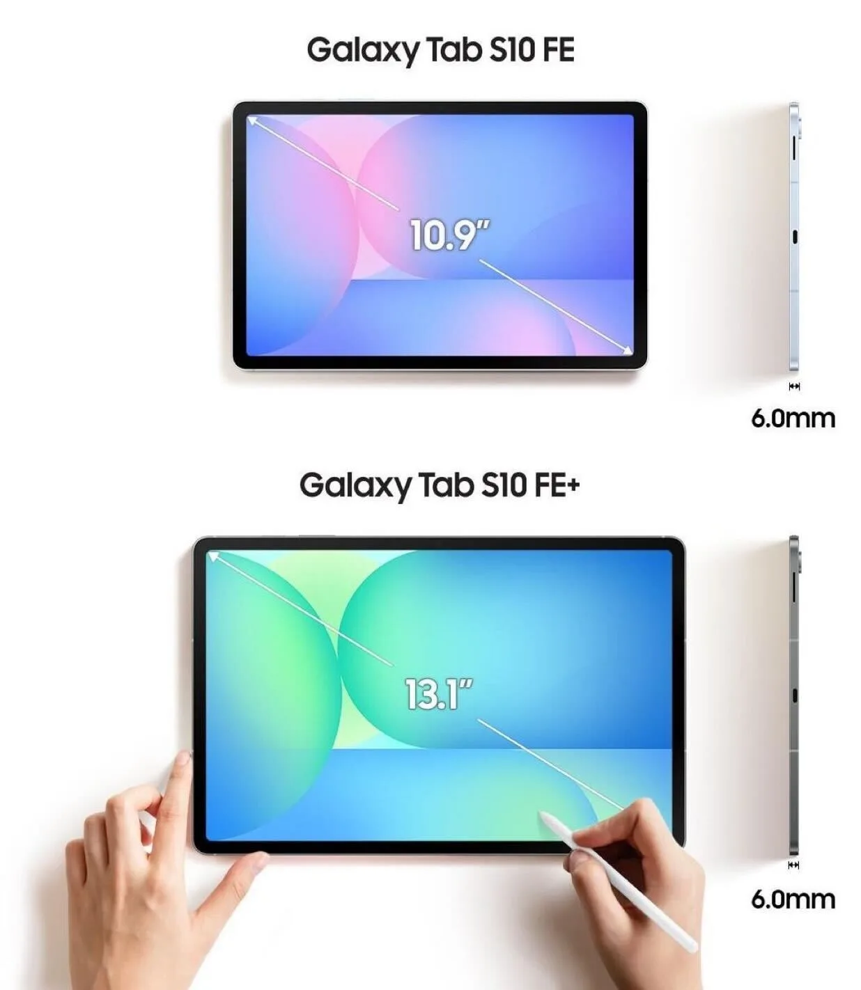 galaxy tab s10 fe size compariso