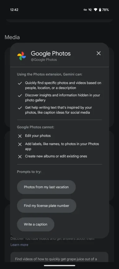 Gemini app Google Photos 2