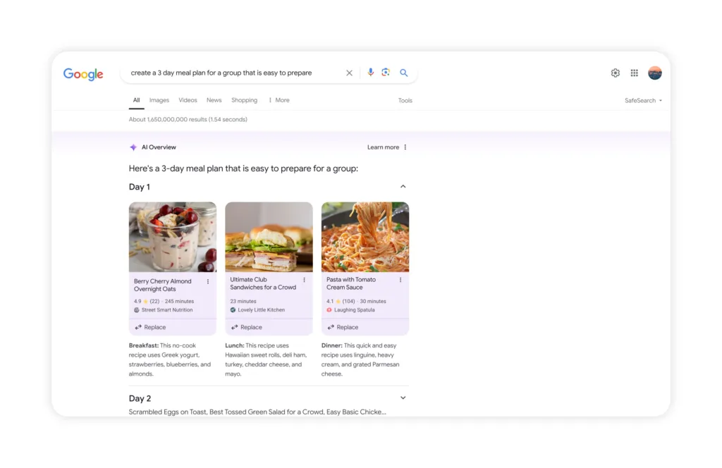 ai overviews meal planning still 1