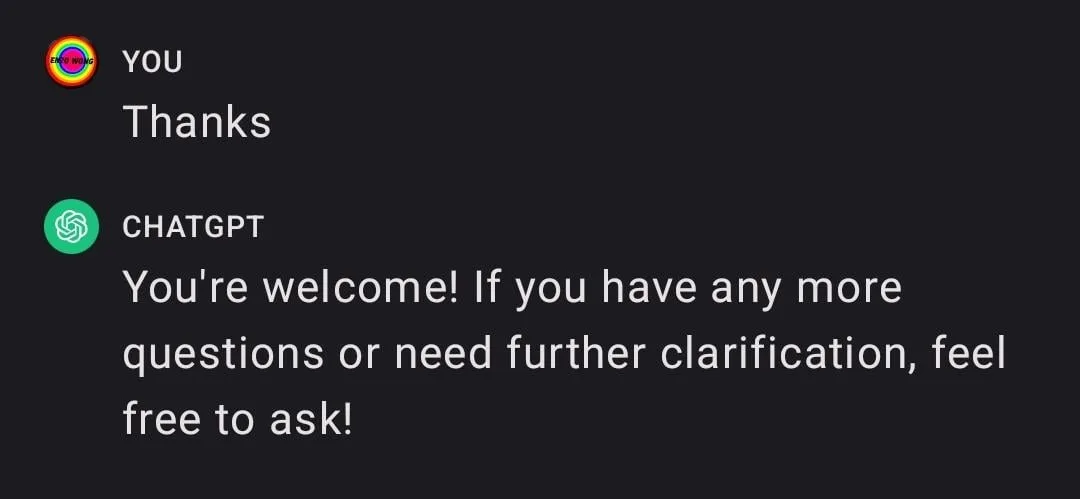 do you say thanks to chatgpt v0
