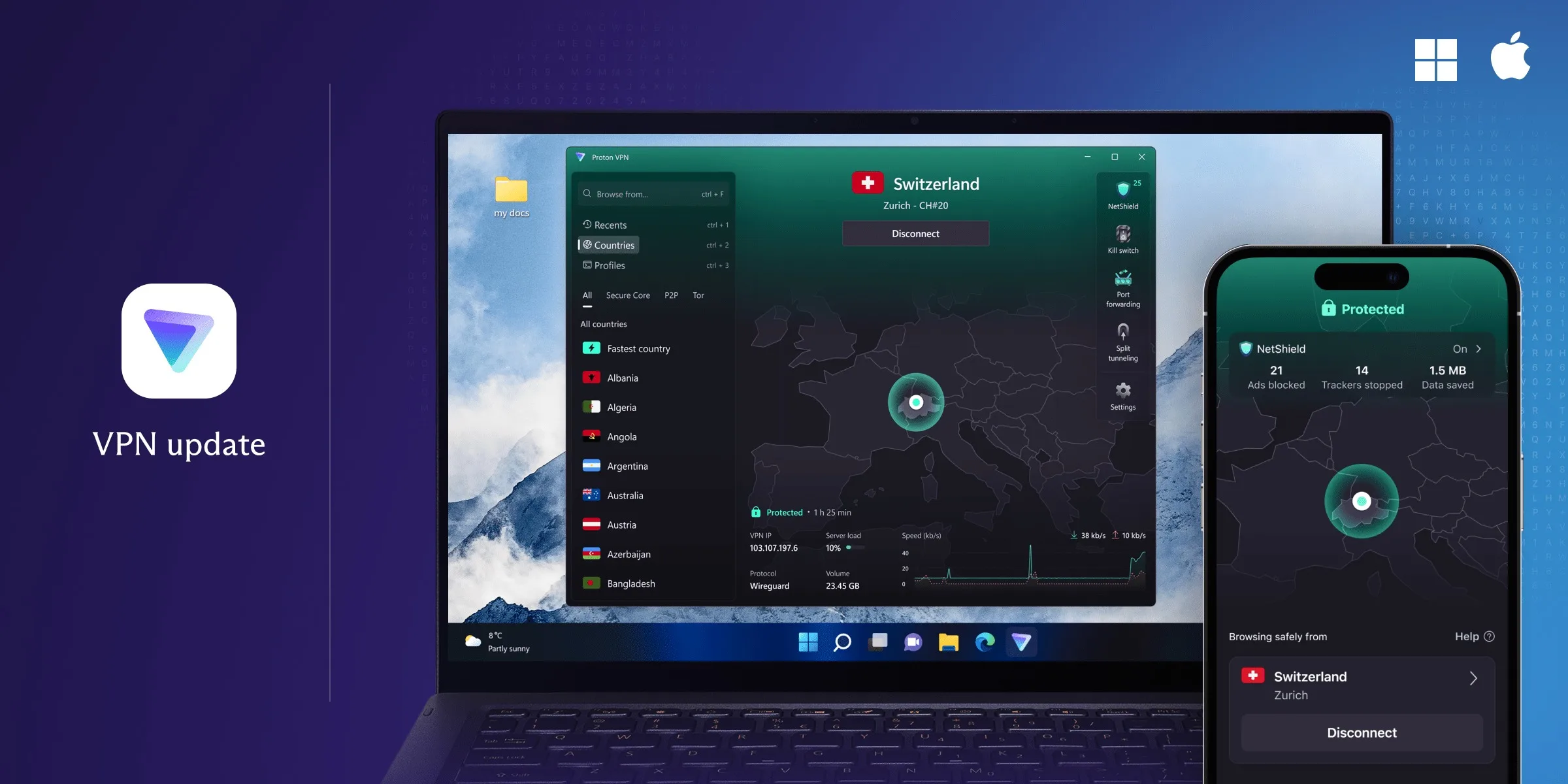 Proton VPN sur Windows : Nouvelle interface, widgets et sécurité renforcée !