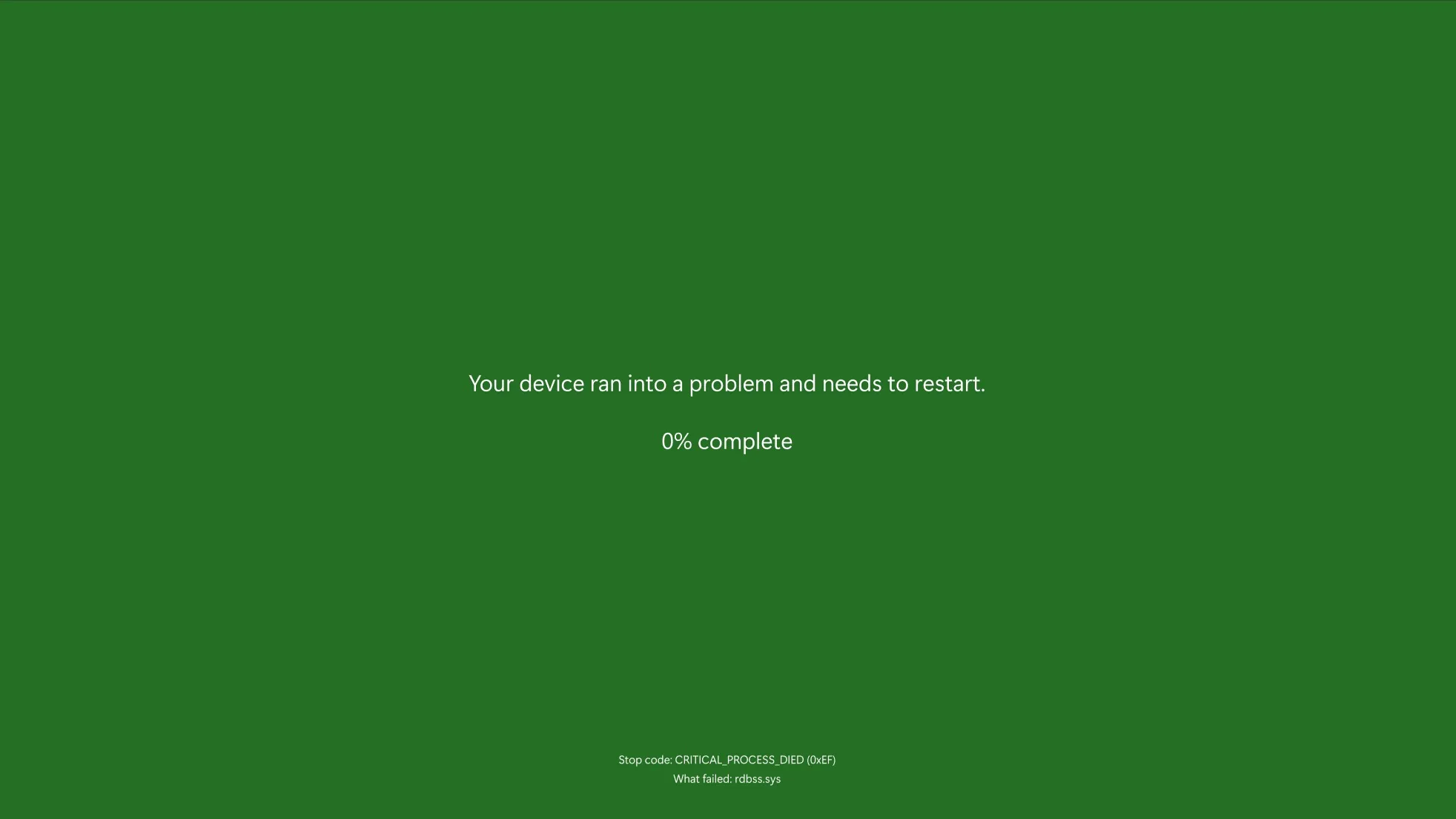unexpected restart screen green