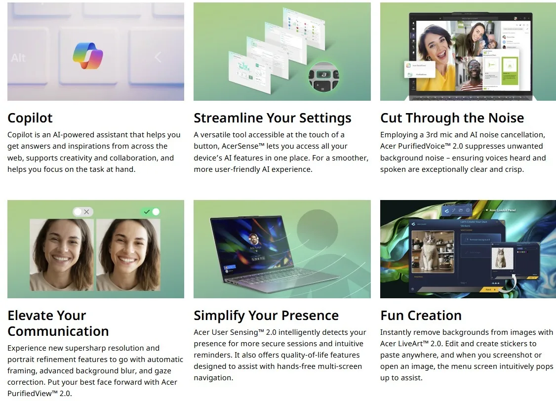 Acer Swift Edge AI laptops featu