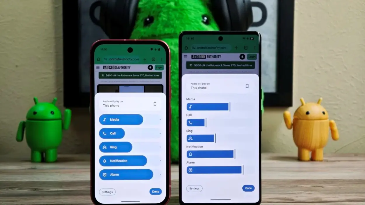 Android new redesigned layout of the expanded volume panel