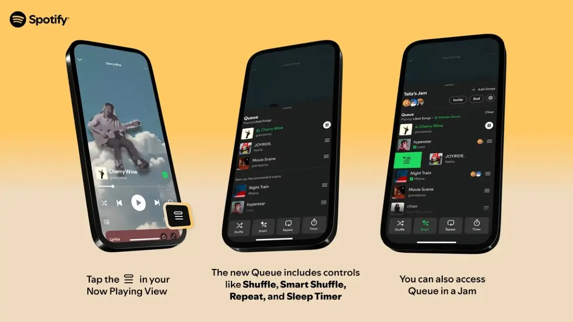 New Options for queue showcase on Spotify