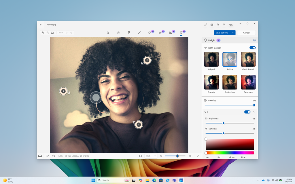Windows 11 : L'IA prend le pouvoir ! Nouveau menu Démarrer et agent intégré 54 Windows Copilot PC PhotosRelight Feature UNDER EMBARGO UNTIL MAY 6 6 AM PT 9 AM ET