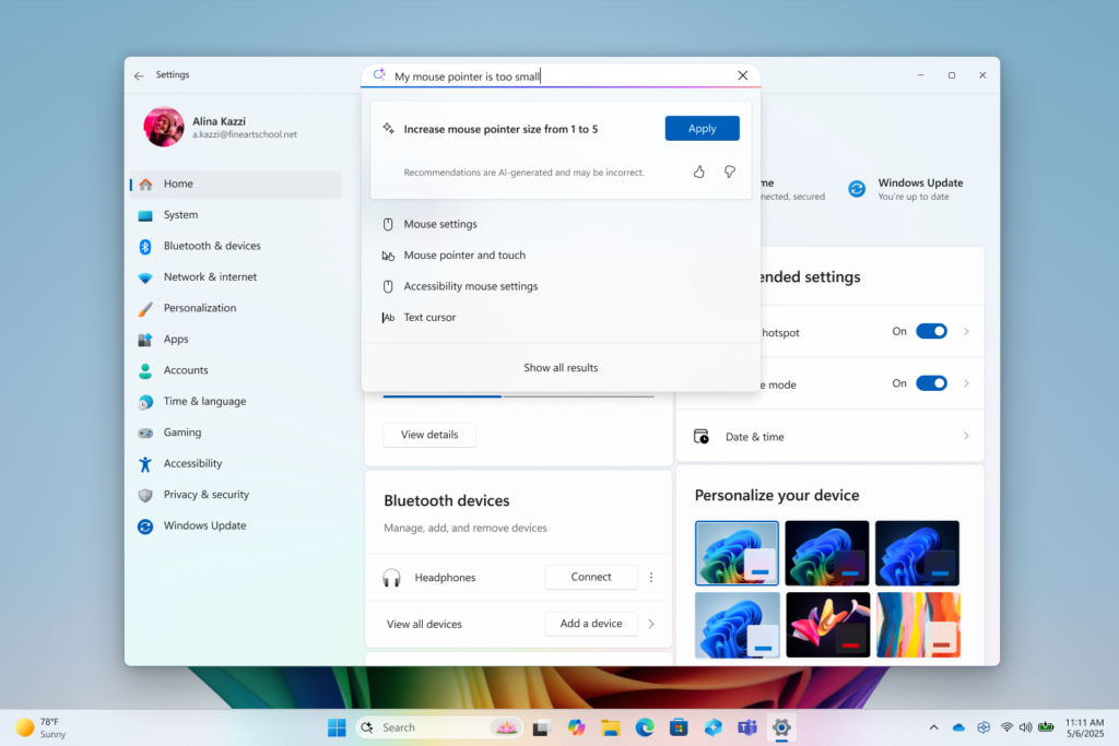 Windows 11 : L'IA prend le pouvoir ! Nouveau menu Démarrer et agent intégré 51 Windows CopilotPC Settings Agent Feature UNDER EMBARGO UNTIL MAY 6 6 AM PT 9 AM ET