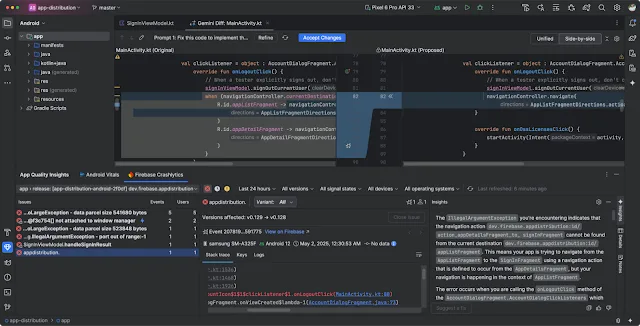 crash analytics android studio google io