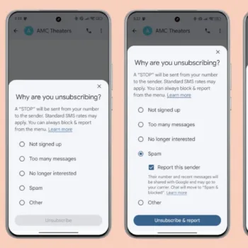Google Messages retire le bouton de désabonnement automatique aux spams
