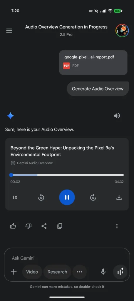 Gemini Audio Overviews player 1