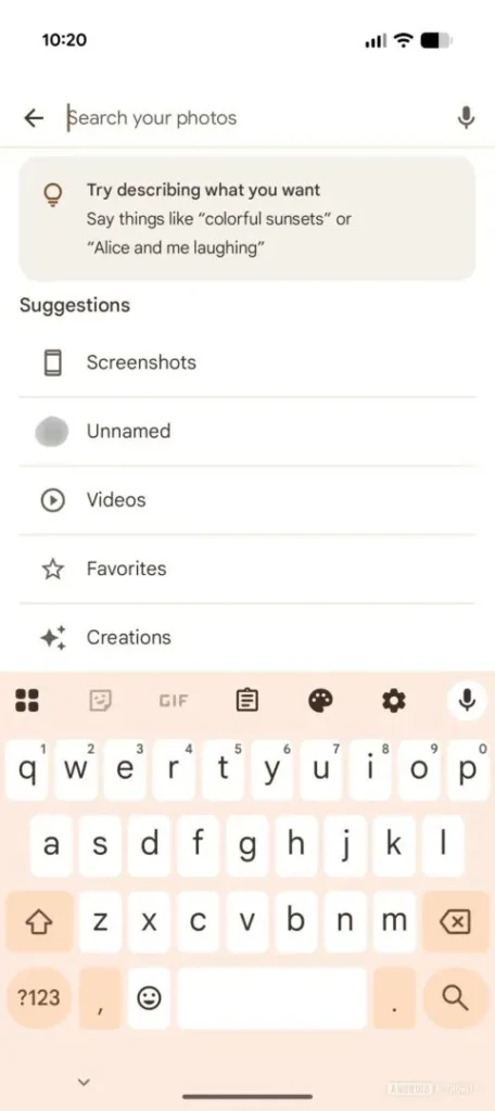 Google Photos expérimente une nouvelle interface avec une rangée de visages persistante dans la recherche 51 Google Photos Current search UI