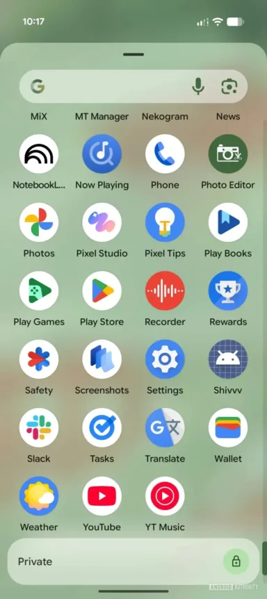 Google Pixel on Android Canary N 2