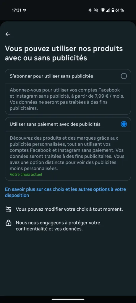 Meta impose un choix aux utilisateurs en Europe : payer ou être suivi 42 Screenshot 20250723 173159