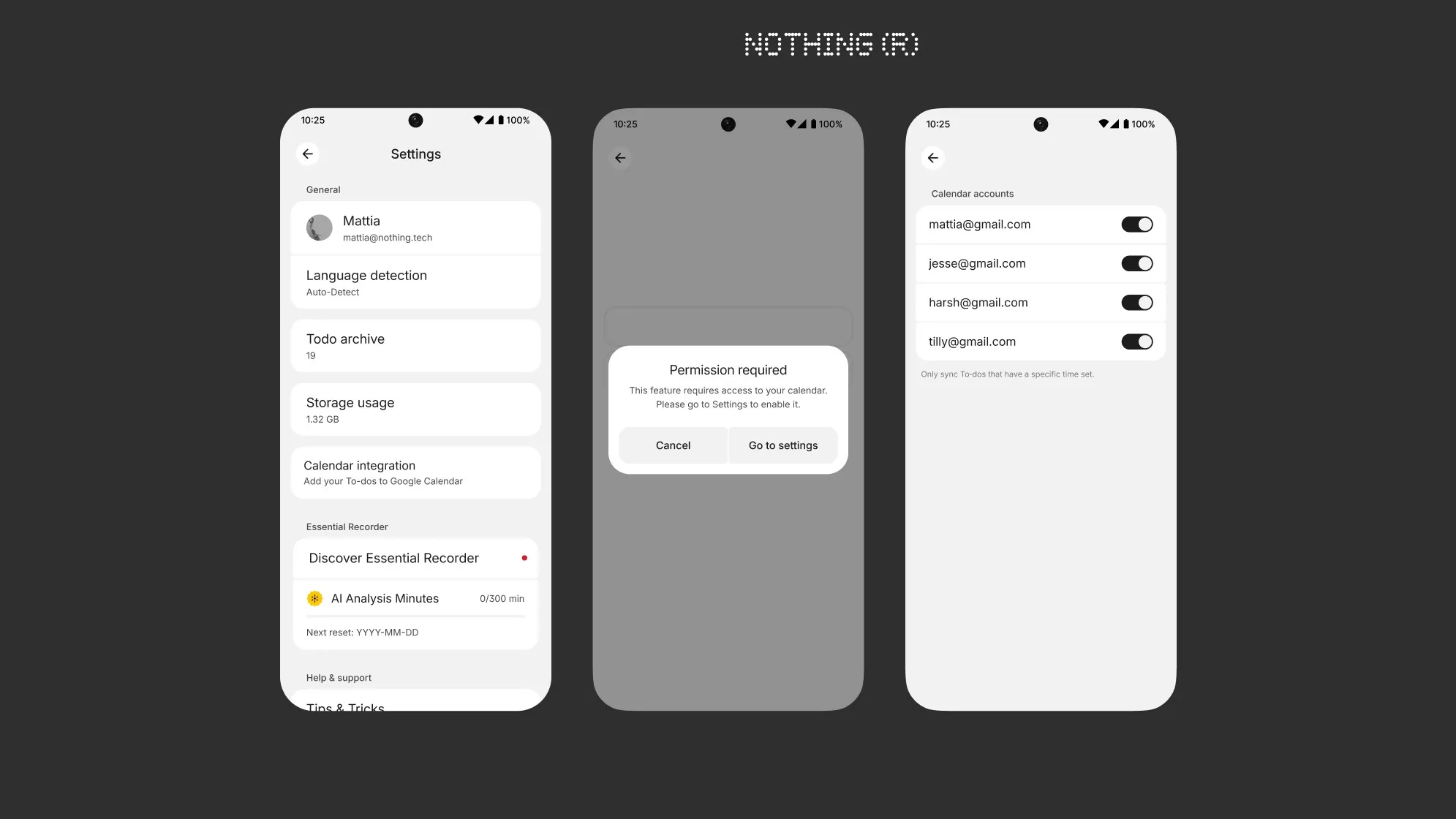 nothing essential space google calendar