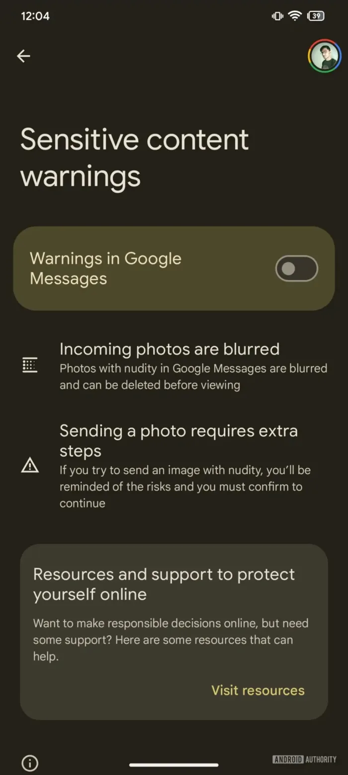 sensitive content warnings scale