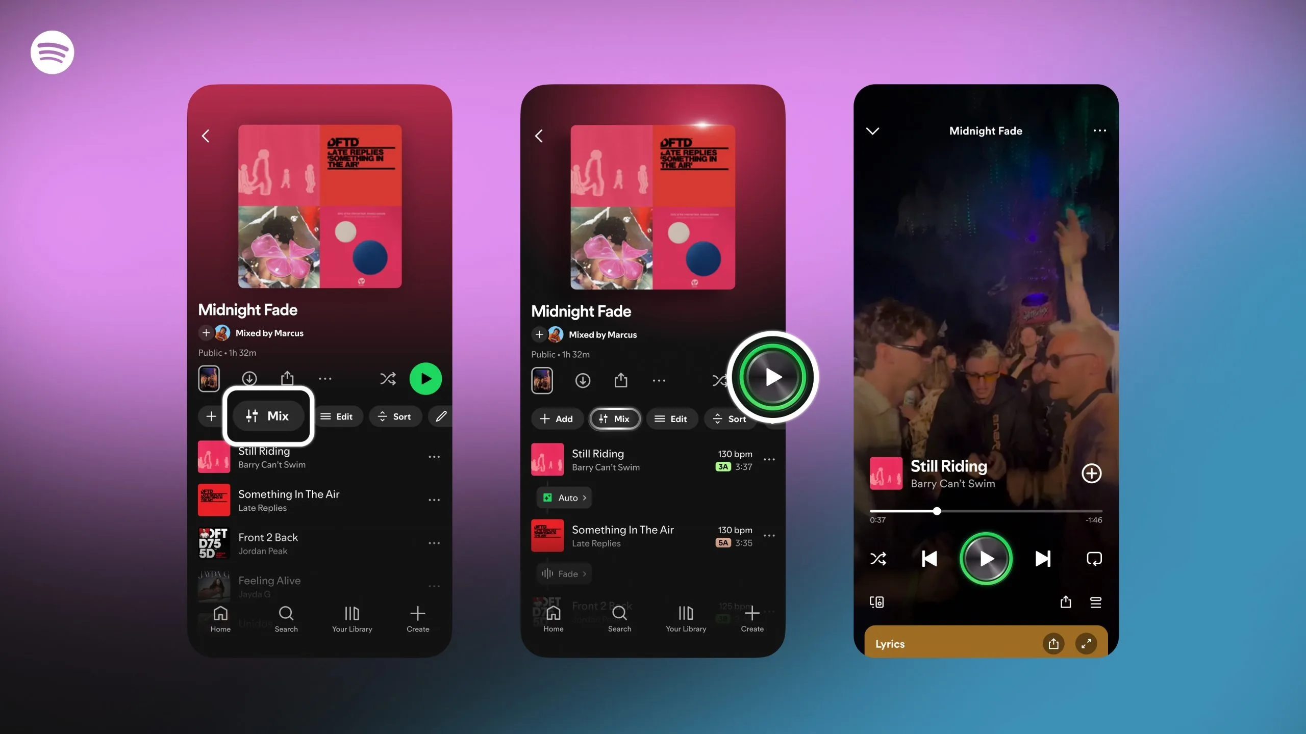 Spotify teste « Mix » : des transitions audio personnalisées entre les morceaux