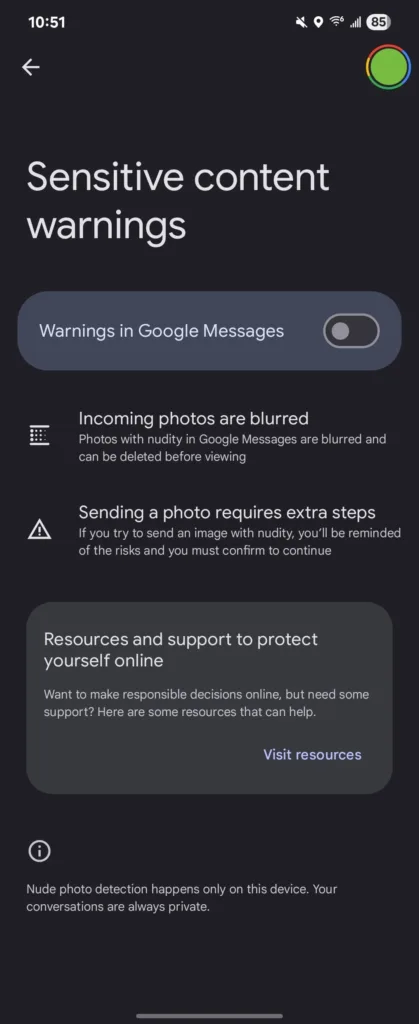 Google Messages Sensitive Conten 2