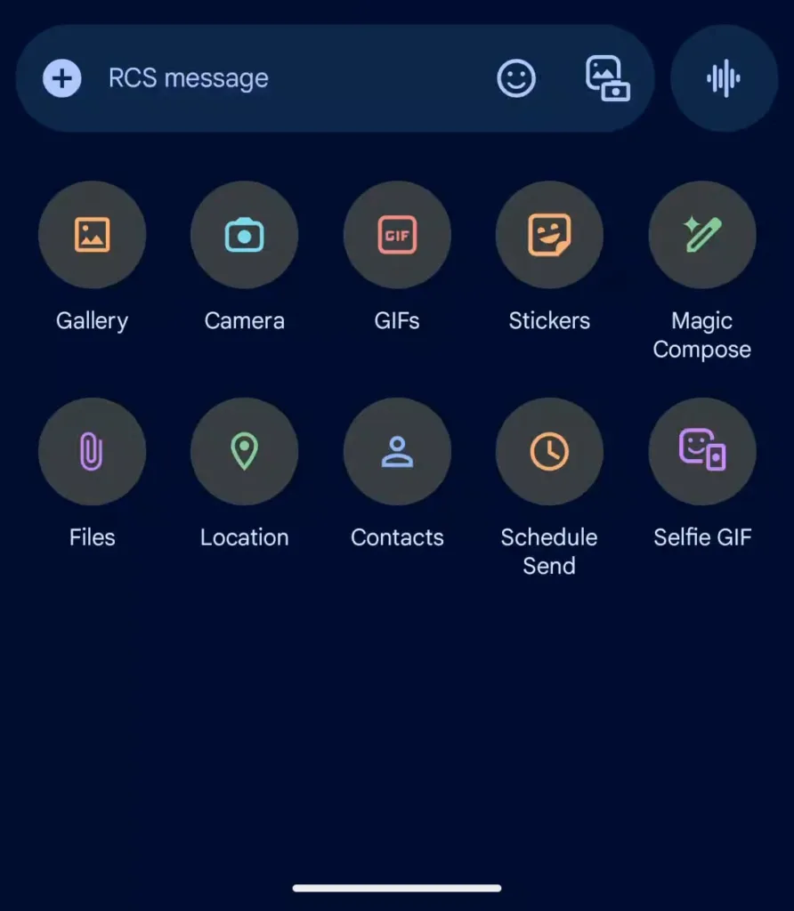Google Messages plus menu July 2