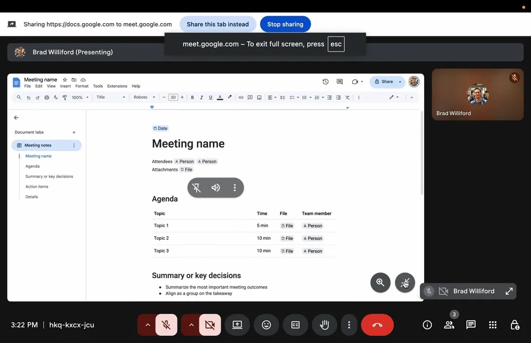 Google Meet introduit le mode plein écran pour des présentations plus immersives