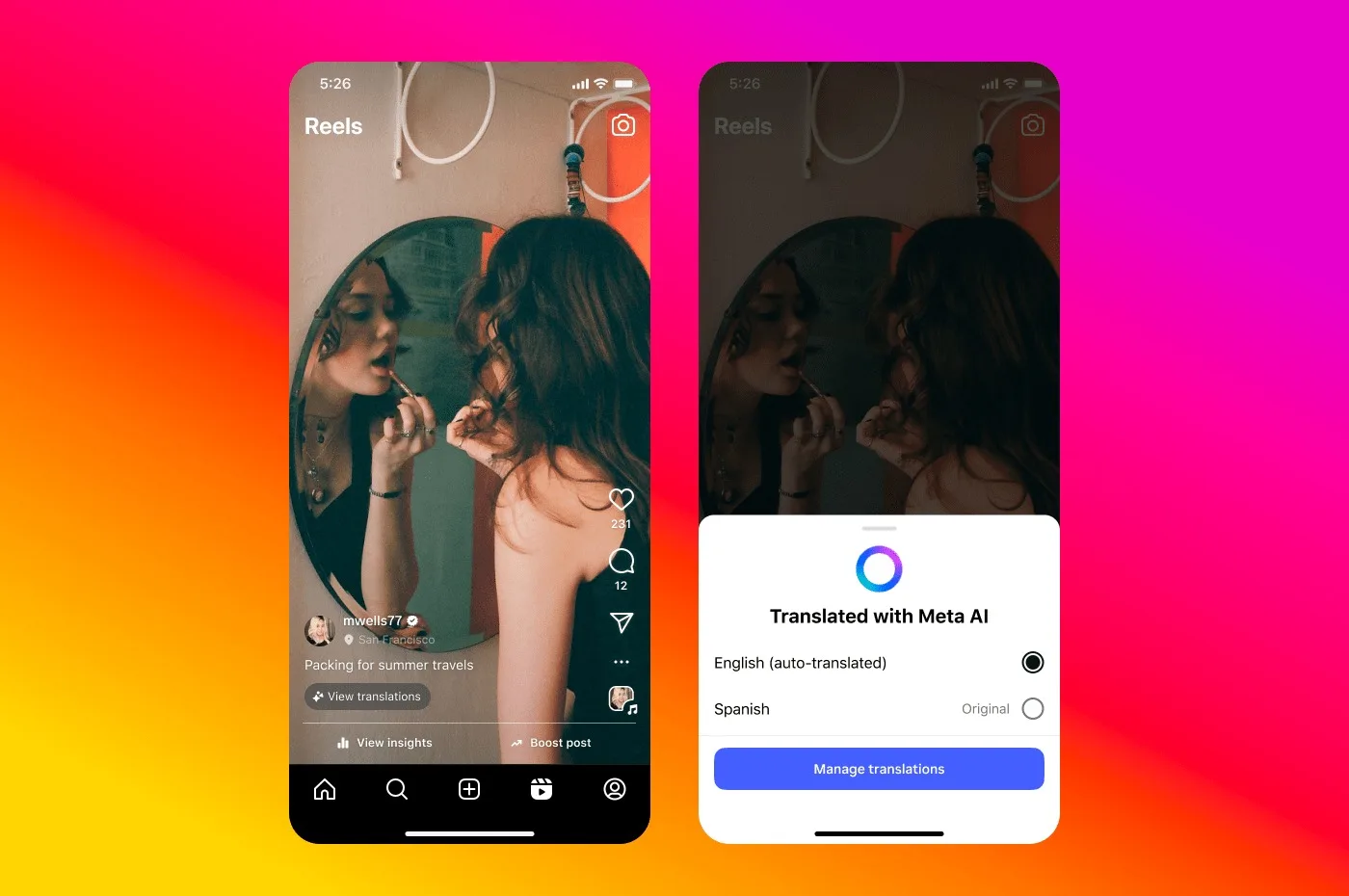 Meta lance la traduction vocale automatique des Reels sur Instagram et Facebook