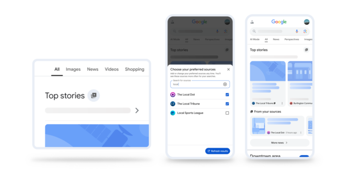 Google Search : la nouvelle fonction « Sources préférées » arrive aux États-Unis et en Inde