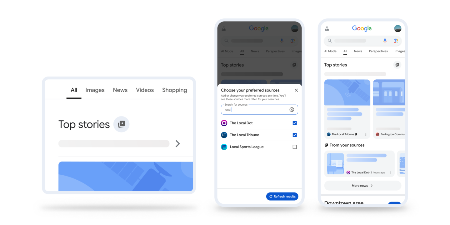 Google Search : la nouvelle fonction « Sources préférées » arrive aux États-Unis et en Inde