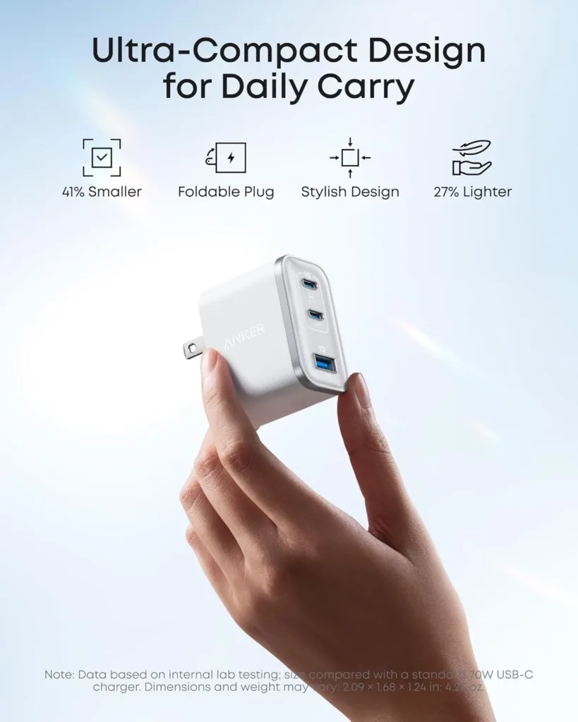 Anker Nano Charger 70W (3 ports) : un mini chargeur puissant pour tout recharger 38 1e28c19d b8f2 404e ba72 e98a82f0