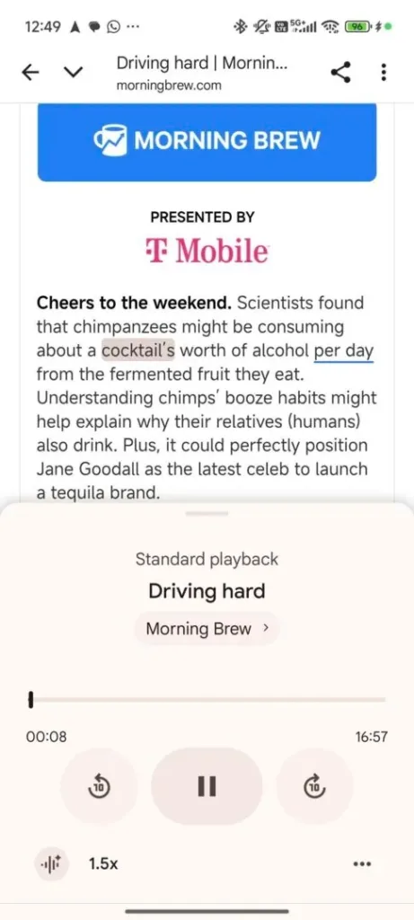Chrome pour Android transforme vos articles en mini-podcasts grâce à l’IA 53 AI overviews Chrome Android 3 48